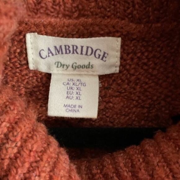 CAMBRIDGE GOODS SWEATER Womens SZ XL Burnt Orange Soft Cozy Cowl Neck Knit - Picture 3 of 9